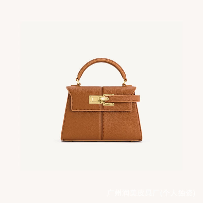 Trapezoidal Leather Shoulder Bag - Luxury Crossbody Handbag