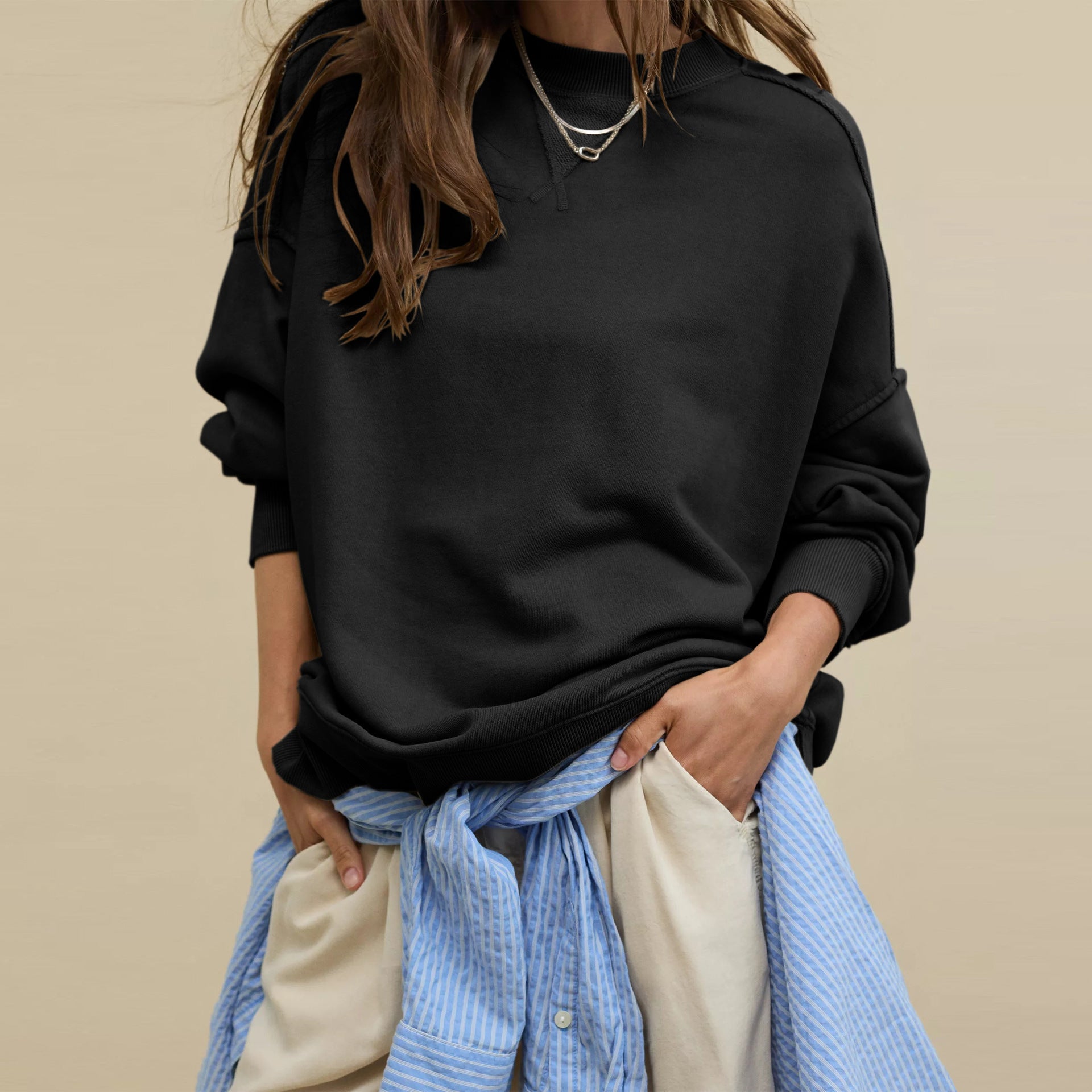 Sweatshirt Coat Women Loose Casual Brand Round Neck Top Women Commuting Wear High Grade