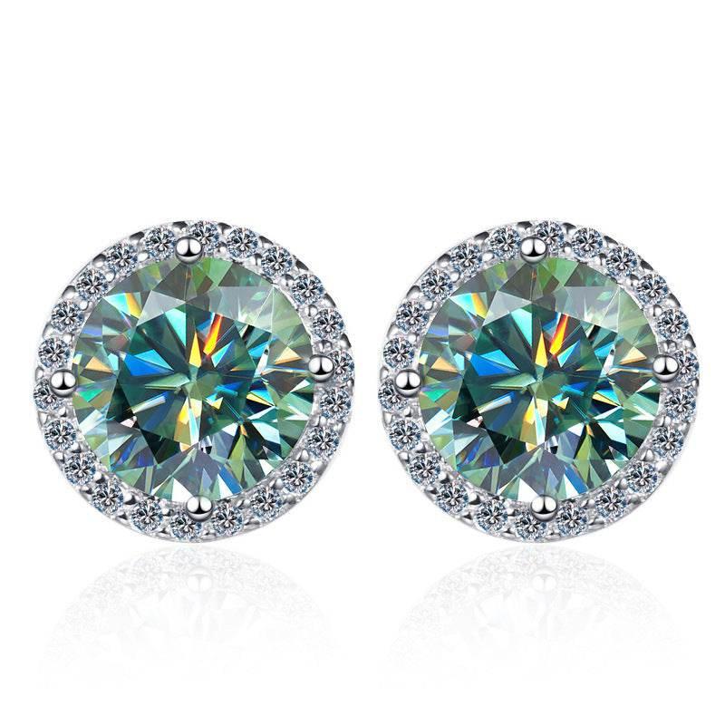 S925 Multicolor Moissanite Halo Stud Earrings, Sterling Silver 10 Color Round-Cut Certificated Moissanite Jewelry for Men & Women, Simple & Stylish Gift for Wedding, Birthday, Anniversary