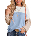 Autumn Winter Casual Striped Multi Color Mosaic Sweatshirt for Women