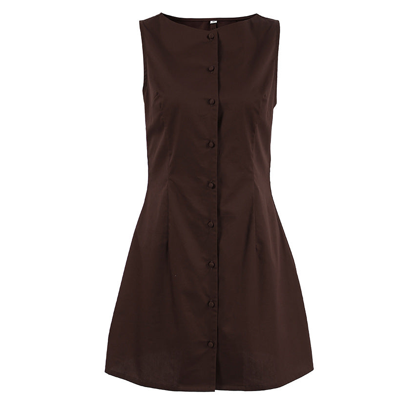 Autumn Cotton Sleeveless Vest Dress High Grade Elegant Slim Fit A line Dress