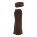 Spring Women Pleated Sexy Cropped Tank Top Low Waist Hip Wrapped Skirt Two Piece Sets