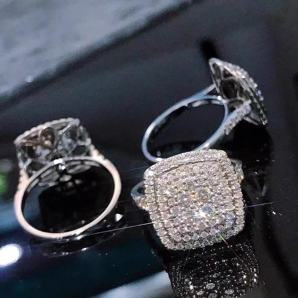 Women's High-grade Classic Square Diamond Inlaid Index Rings