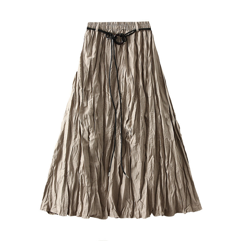 High Waist Skirt Women Autumn Korean Sense of Design Pleated Retro Slimming A line Umbrella Skirt