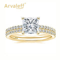 Women's Sier Inlaid 2 Karat Square Rings