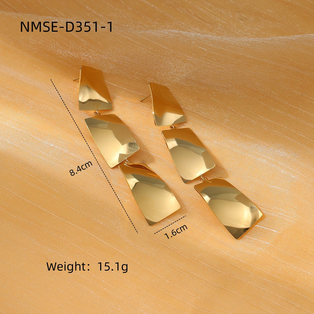 Arrival Exaggerated High Grade Irregular Asymmetric Titanium Steel Earrings Women Affordable Luxury Stainless Steel Tassel Earrings