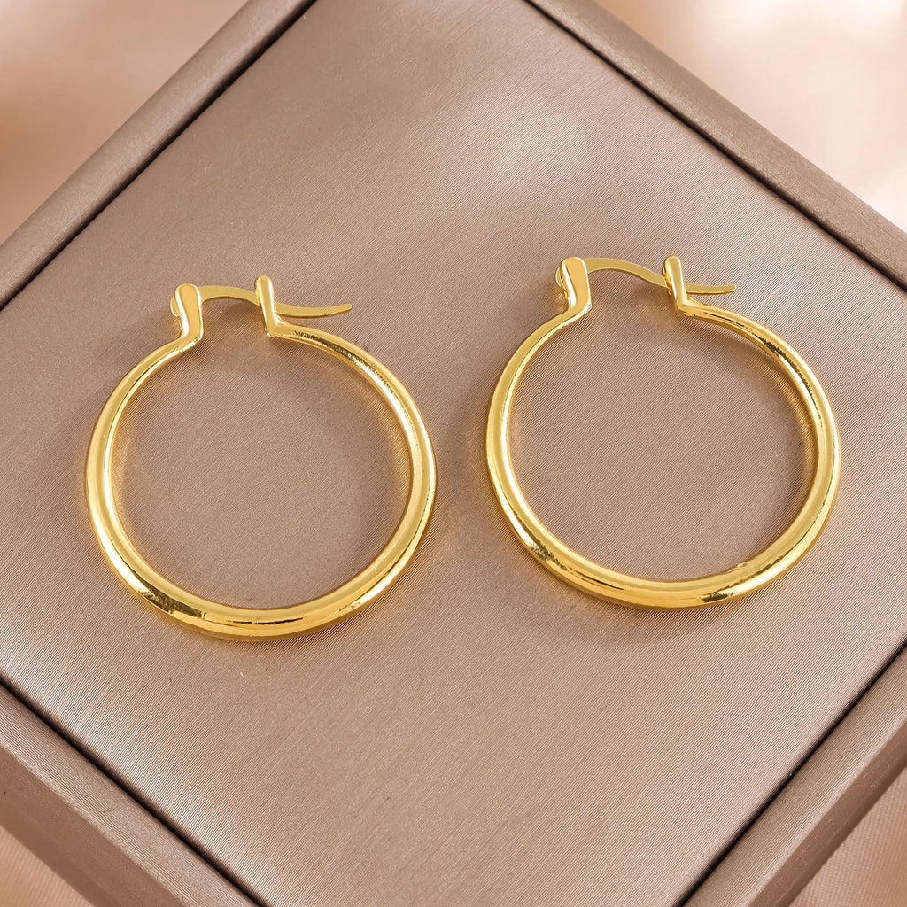 Fashion Simple Gold Large Round Exquisite Earrings