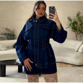 Women's Retro Washed Lapel And Waist Tight Denim Coat