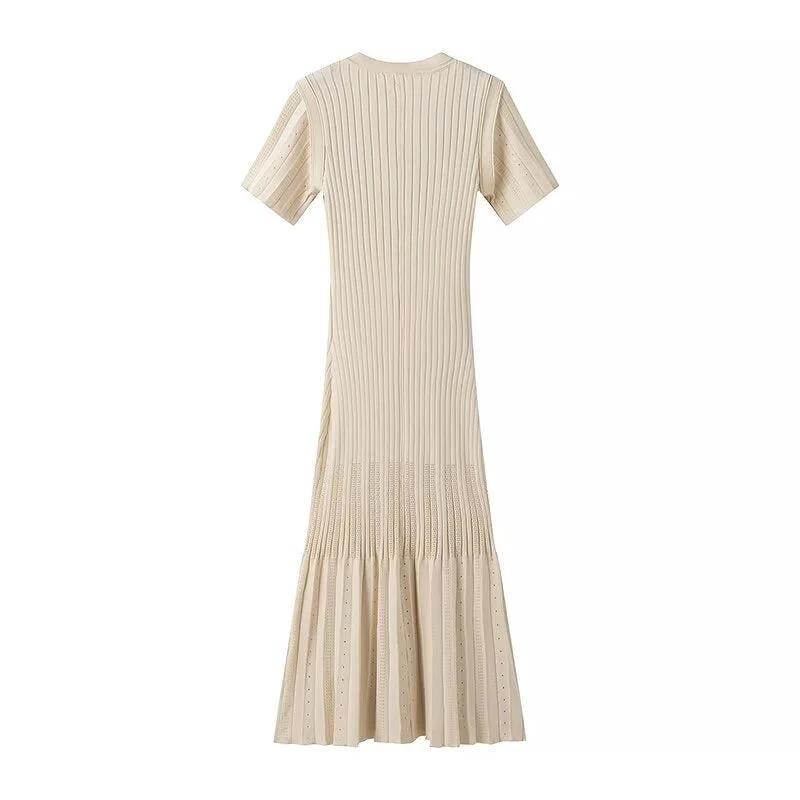 Women's Clothing Fashionable Knitted Single Row Dress
