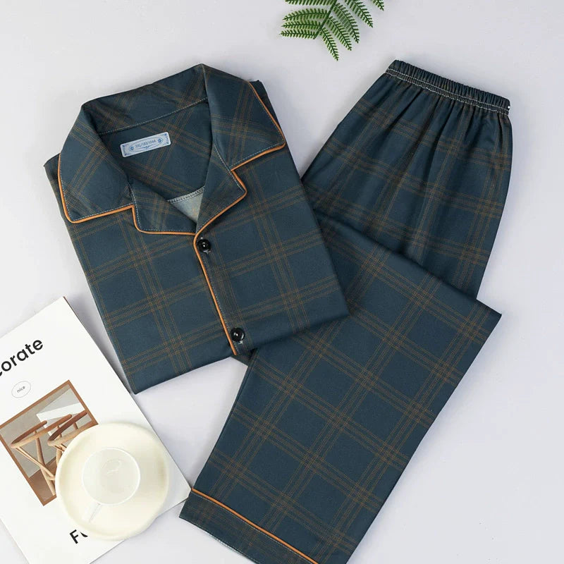 Men's Pajamas Sleepwear Long Sleeves Pants Two-piece Set Pure Cotton