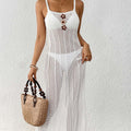 Women beach length women clothing woven Hollow Out Cutout sexy slim fit dress hand crocheted floral patchwork strap dress