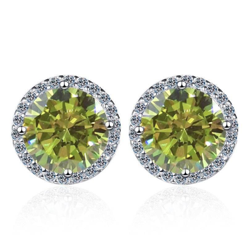 S925 Multicolor Moissanite Halo Stud Earrings, Sterling Silver 10 Color Round-Cut Certificated Moissanite Jewelry for Men & Women, Simple & Stylish Gift for Wedding, Birthday, Anniversary