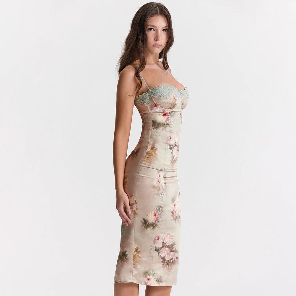 Lace Sling Backless Sheath Dress