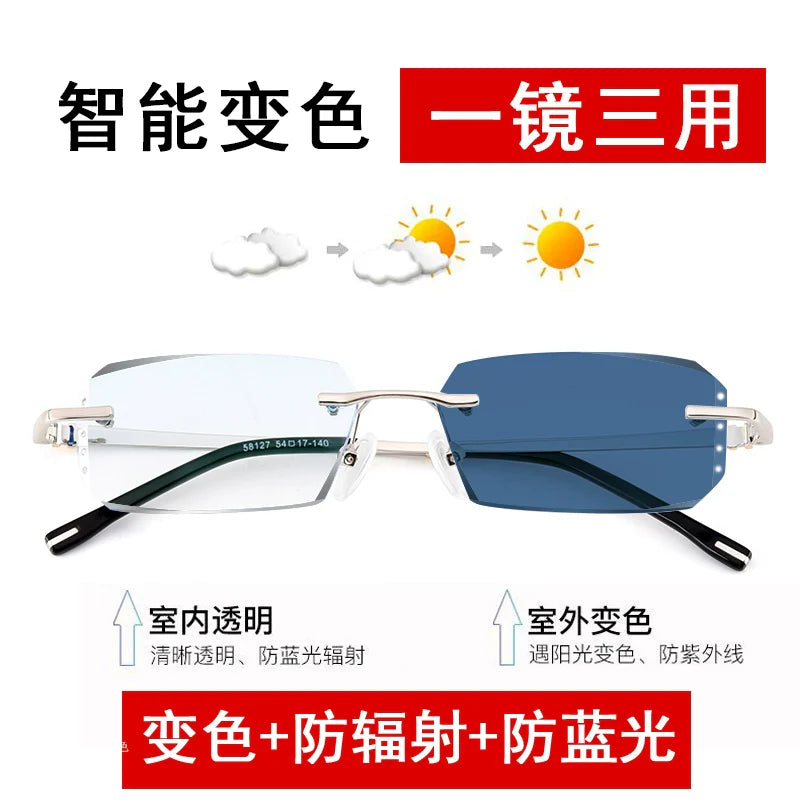 Anti-Radiation Glasses Men's Plain Anti Blue-Ray Finished Products Watch Mobile Phone with Myopia Frameless without Degrees Eye Protection