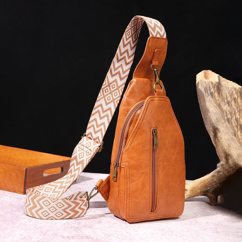 Retro Casual Chest Bag Solid Color Women Cross Body Bag Bohemian Waist Bag