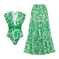 Swimsuit Green Floral Two Piece Swimsuit Women
