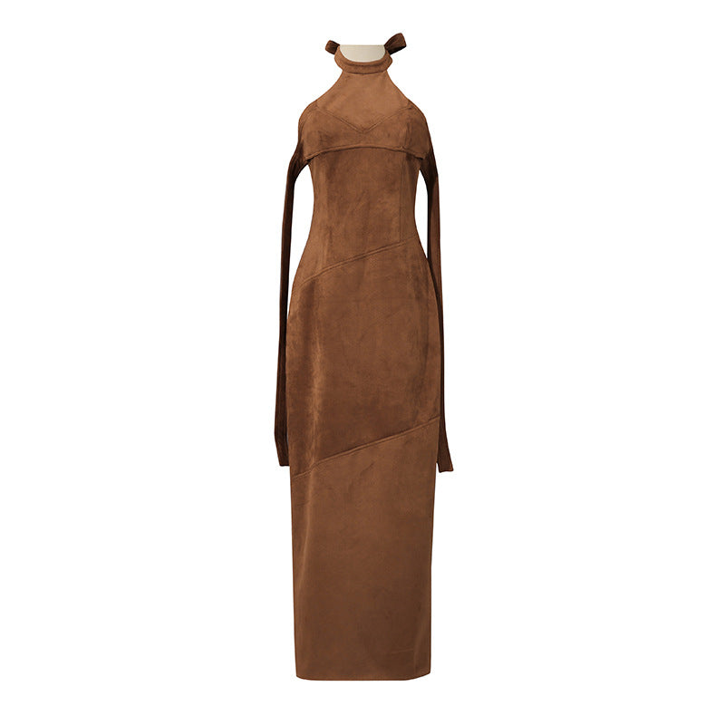 Socialite Elegant Halter Sleeveless Backless Fishtail Dress Women Summer Flannel Dress
