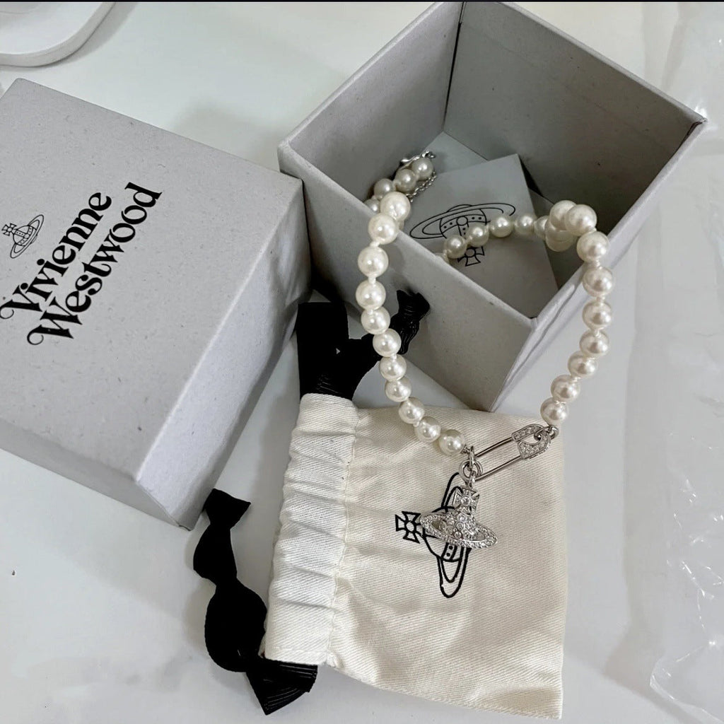 Women's Pearl For Clip Handmade Bead String Jewelry Hot Niche Necklaces