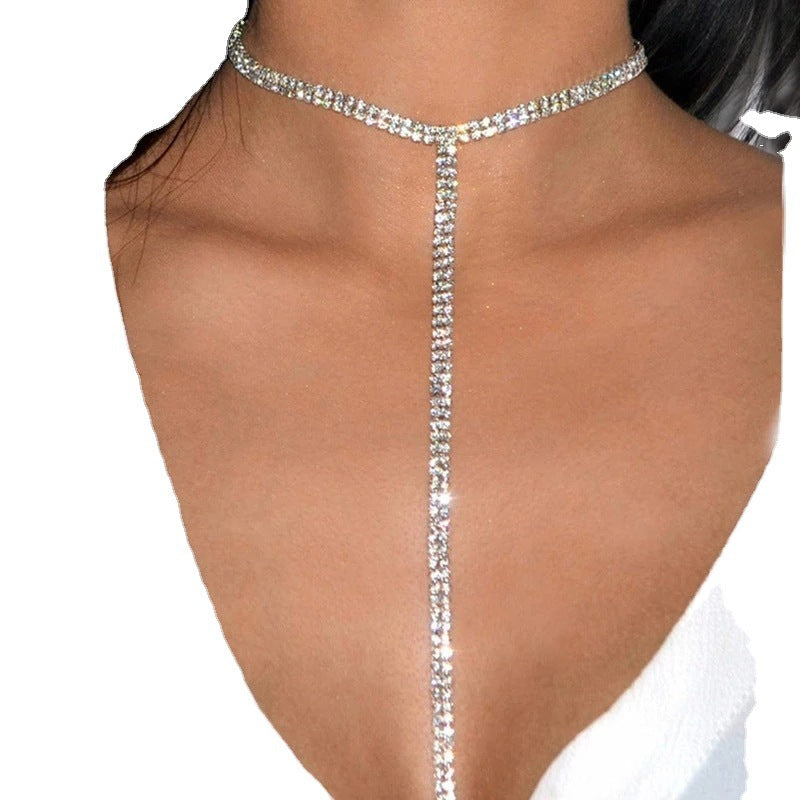 Women's Claw Chain Diamond Long Rhinestone Collar Necklaces