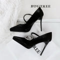 Cocktail Pointed High Heels Women Diamond Chain Ankle Strap Stilettos Pumps Shallow Mouth Sexy Women Shoes