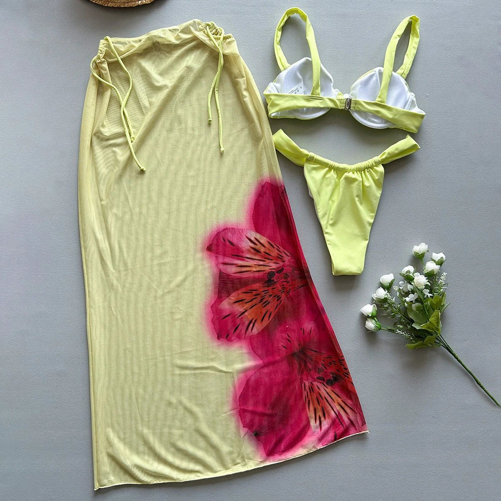 Three-piece Bikini Printed Split Women's Swimsuit Suit