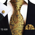 Men's Paisley Tie Square Scarf Pocket Square Cufflinks Three-piece Set