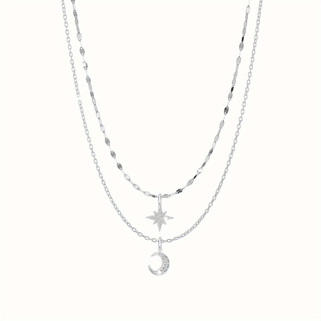 Graceful Personality Moon Asterism Double Layer Star Necklaces