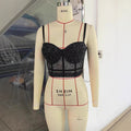 Sexy Leopard Print Stitching Bra Shoulder Straps High Grade Inner Mesh Lace See through Outer Wear Boning Corset Bra