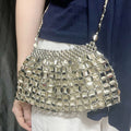 Metal Beaded Women Bag Hollowed out Hand Woven Exposure Bag Bags Woven Dumplings