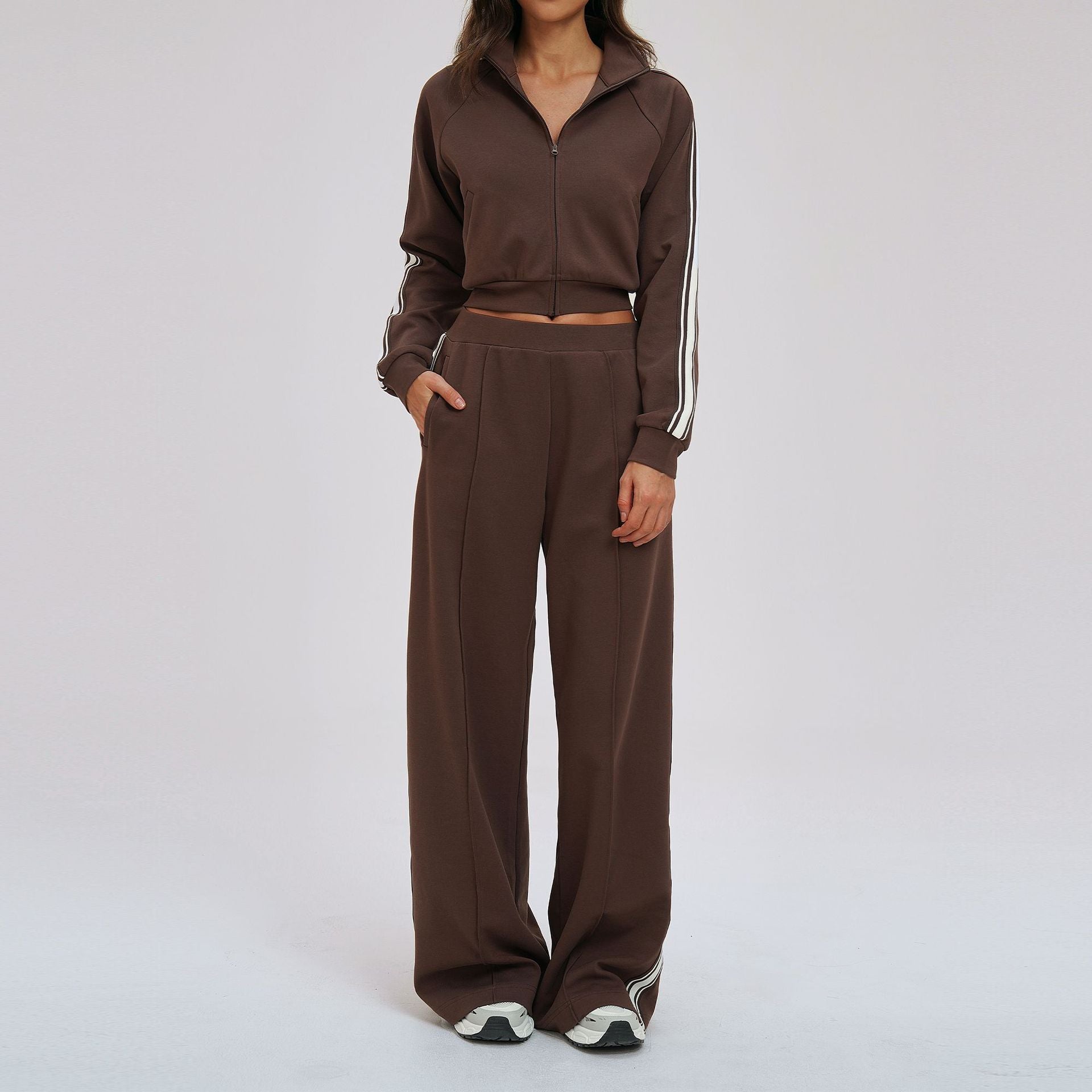 Contrast Color Sweatshirt Suit Loose Casual Comfortable All Match Outdoor Biking Mountain Climbing Sports Two Piece Sets