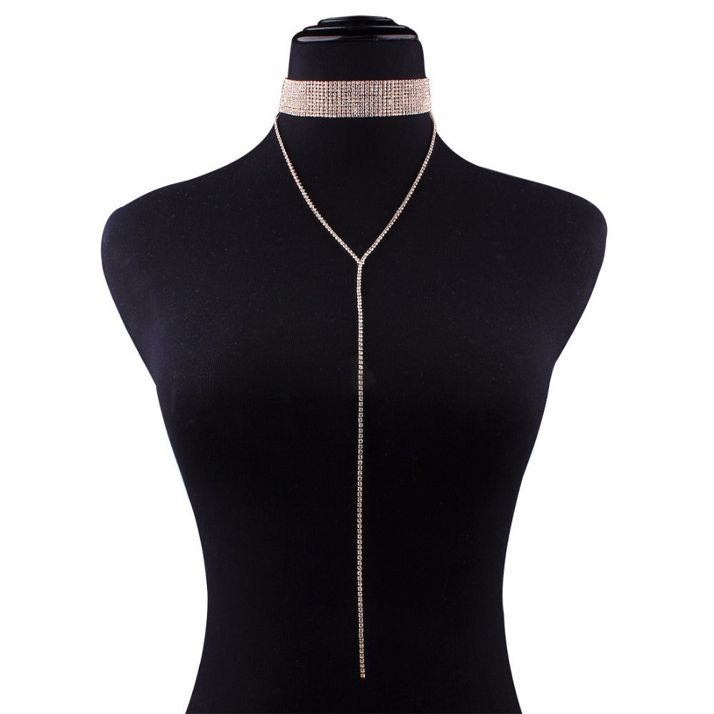 Women's Claw Chain Diamond Long Rhinestone Collar Necklaces