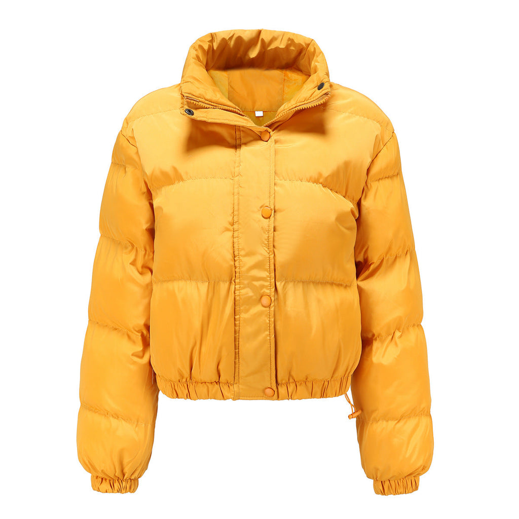 Autumn Winter Women Clothing Short Cotton Jacket Women Long Sleeve High Collar Warm Coat Loose Casual Cotton-Padded Clothes