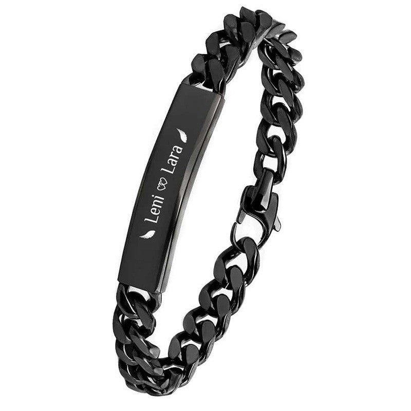 18K Vacuum Gold Plated Titanium Steel Bracelet Laser Laser Letter Graphic Number Stainless Steel Bracelet