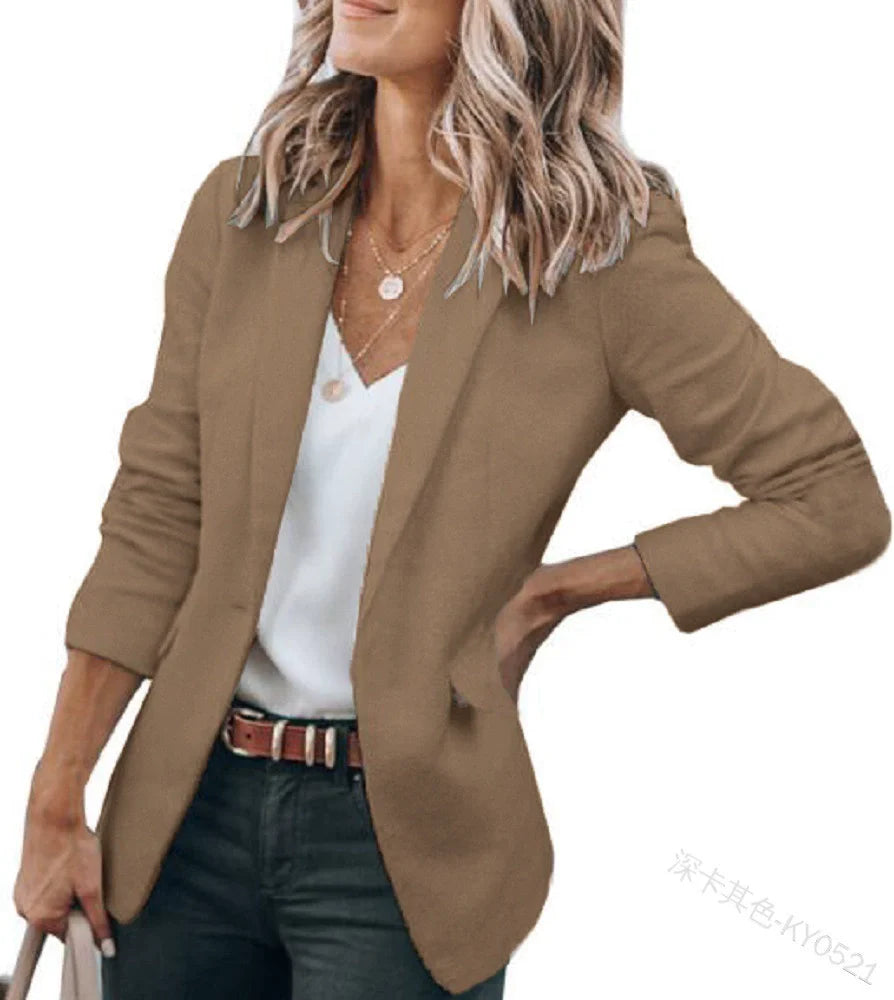 Solid Color One-Button European and American Jacket Suit Collar