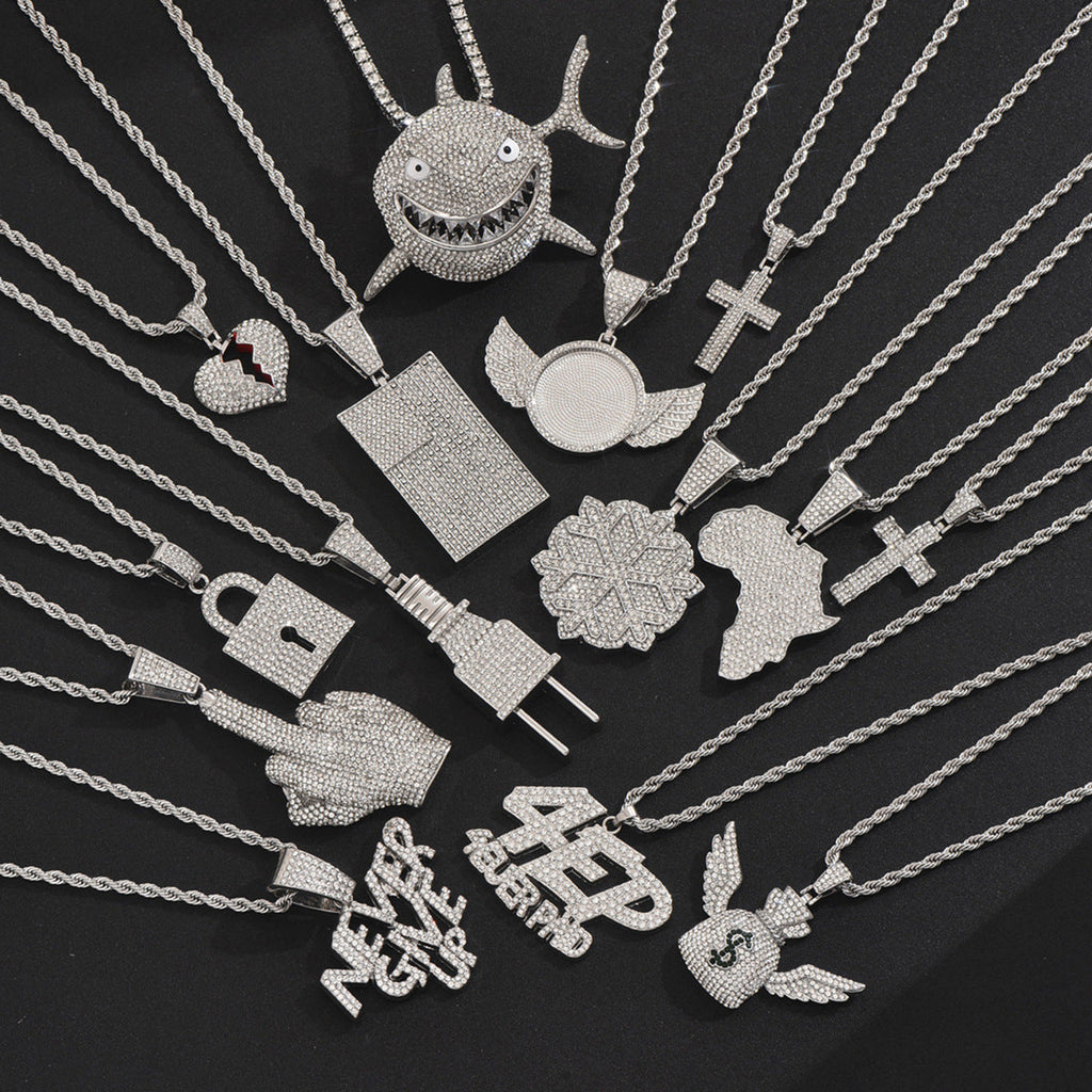 Men's Zircon Cross Design Clavicle Chain Hip Necklaces