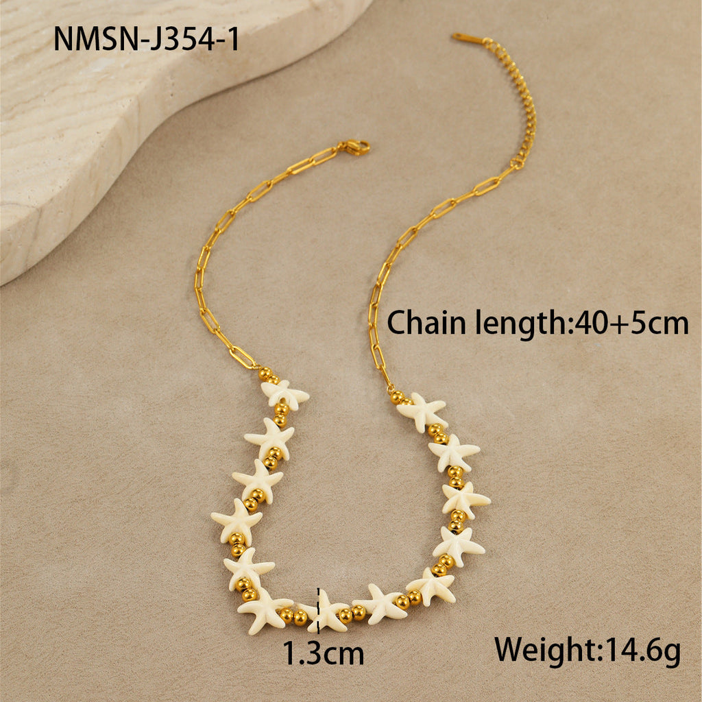 Beach Ocean Shell Necklace Stainless Steel Collarbone Necklace Bracelet Niche Summer