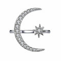 Crescent Star Moon Plated Creative Exaggerating Rings