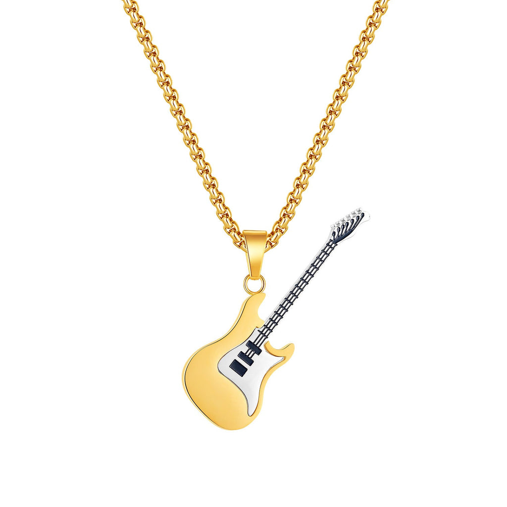 Men's Fashion Stainless Steel Guitar Street Classic Necklaces