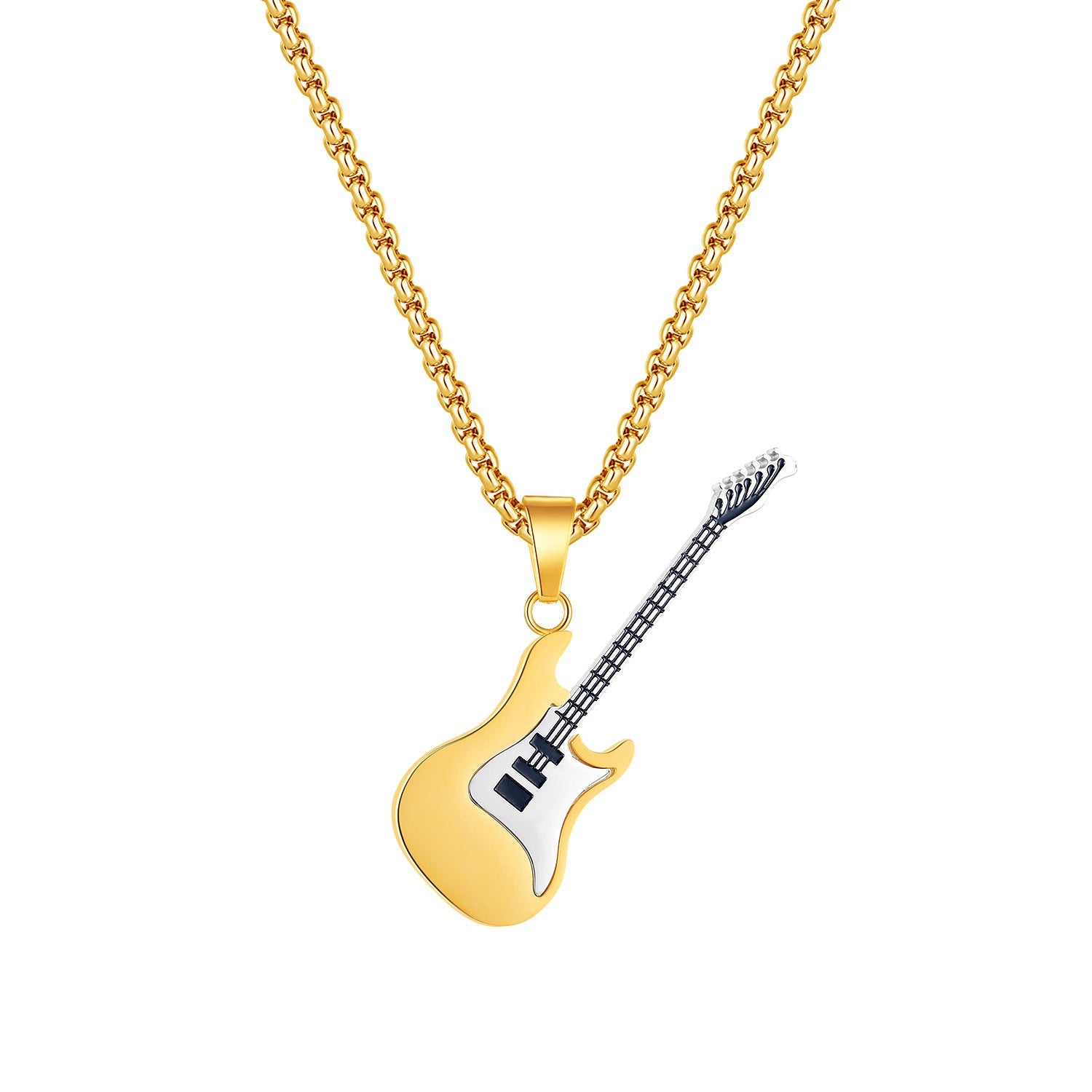 Men's Fashion Stainless Steel Guitar Street Classic Necklaces