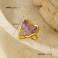Exquisite Small Stainless Steel Plated 18K Gold Love Inlaid Natural Stone Simple High Sense Ring