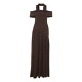Autumn Women Clothing Sexy Backless Slim Fit Solid Color Scarf Collar Split off Shoulder Dress