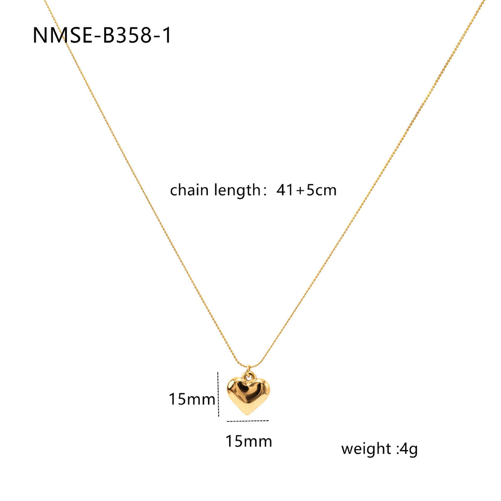Three Dimensional Peach Heart Necklace Solid Love Heart Simplicity Dignified Embellished Clavicle Necklace Accessories