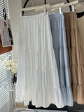 High Waist Slimming Tiered Skirt Women Spring Gentle Wild Big Hem Umbrella Skirt A Line Dress