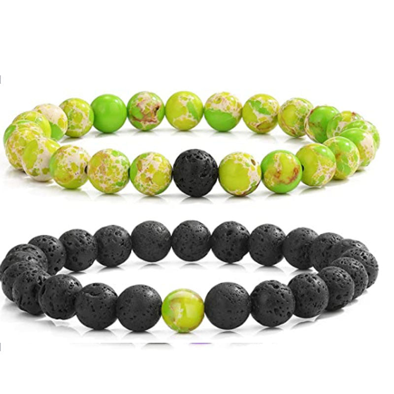 Men's Lava Stone Beads Couple Yellow Tiger Bracelets