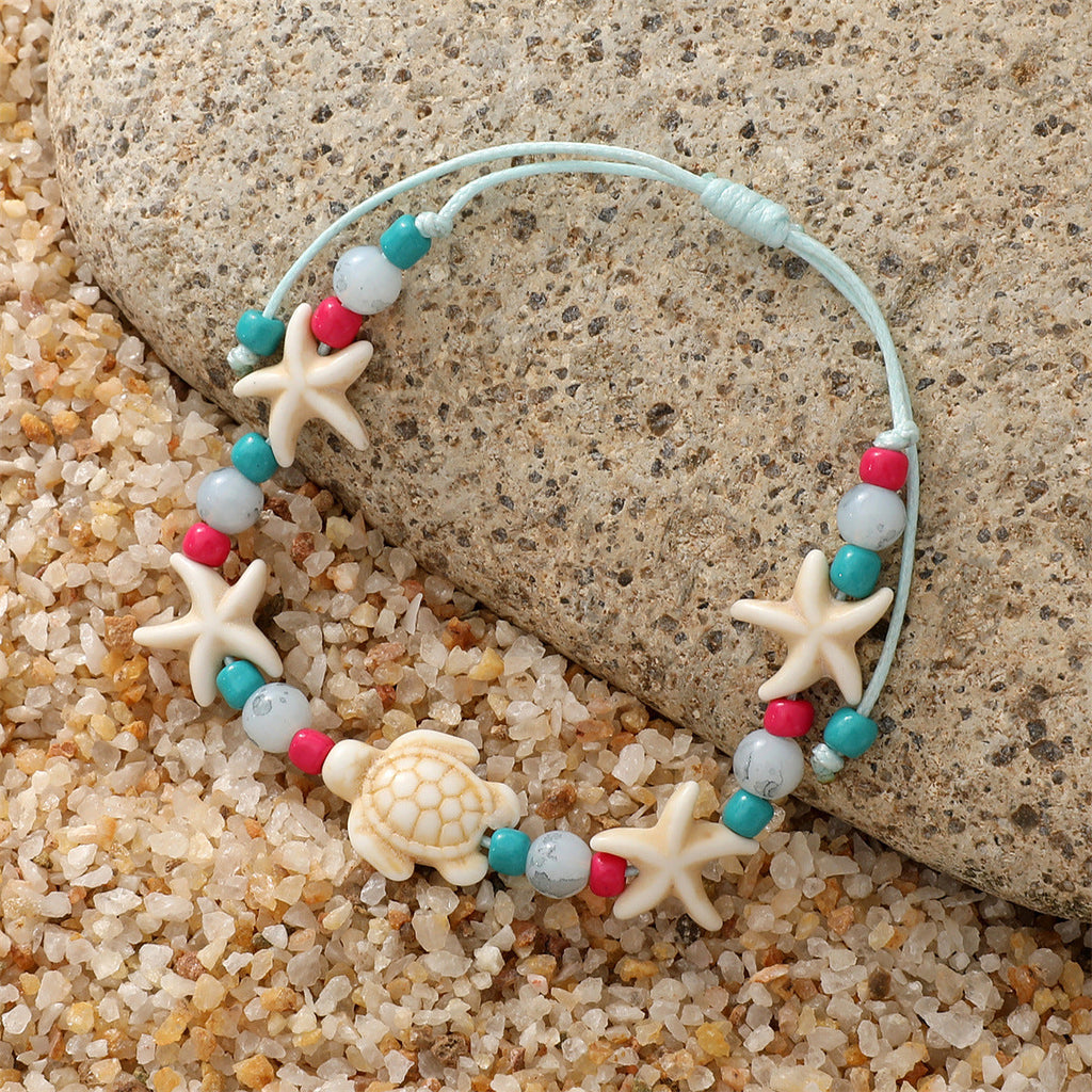 Ocean Style Turquoise Turtle Woven Wind Niche Bracelets