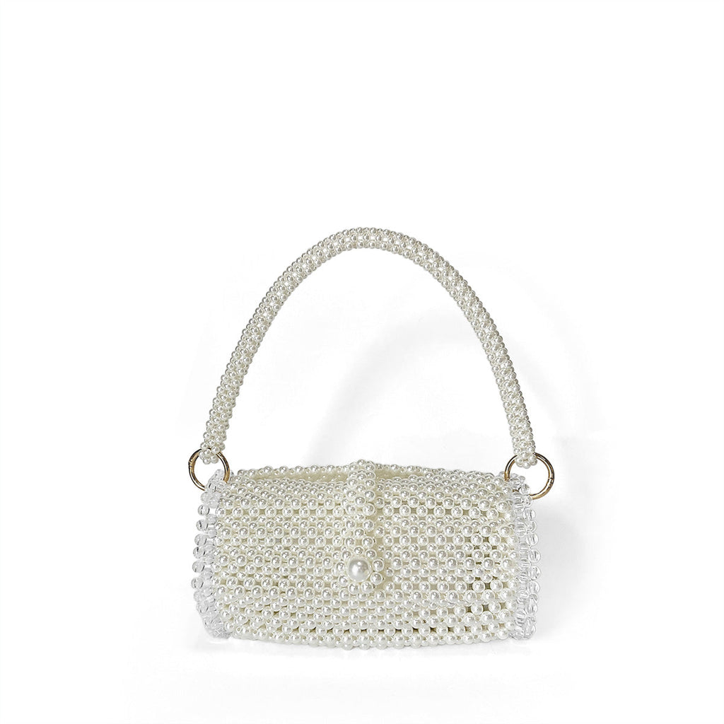 Retro Dinner Cans Pearl Bag Acrylic Beads Hand Carrying Knitting Beaded Pouch Mobile Phone Bag