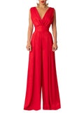 Women Clothing Summer Elegant Slim High Waist Solid Color Jumpsuit