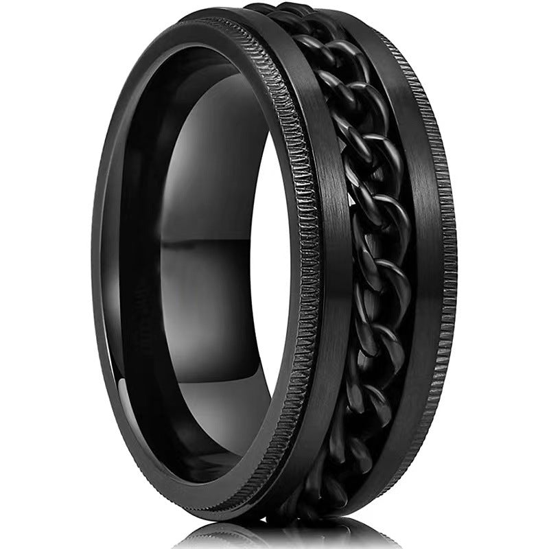 Men's Titanium Steel Embossed Chain Stainless Decompression Rings