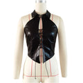 Women Clothing Summer Sexy Strap Backless Sleeveless Vest Club Wear Punk Leather Vest