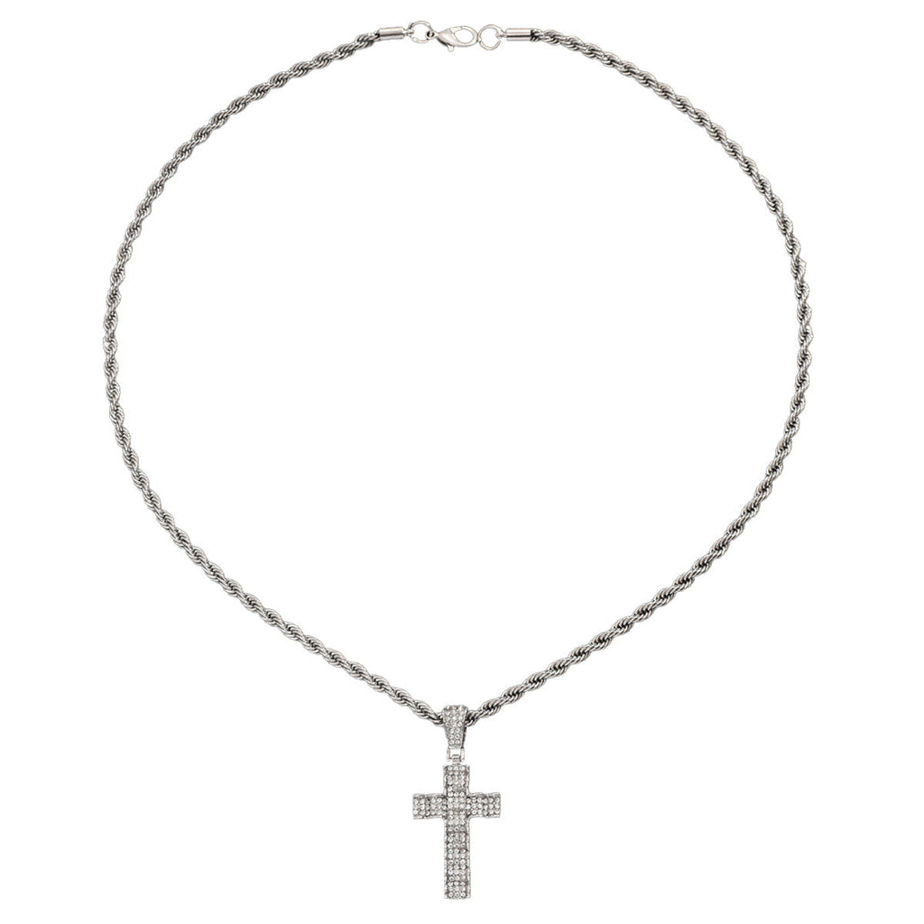 Men's Zircon Cross Design Clavicle Chain Hip Necklaces